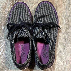 Sperry Top Sider Black and Purple Checkered Boat Shoes